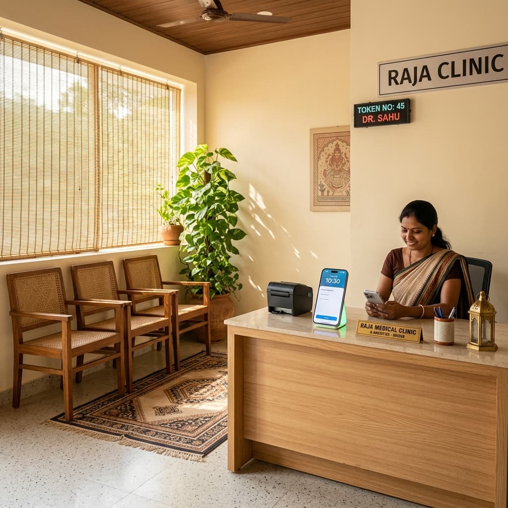 AI-generated image for illustrative purposes Calm, automated clinic